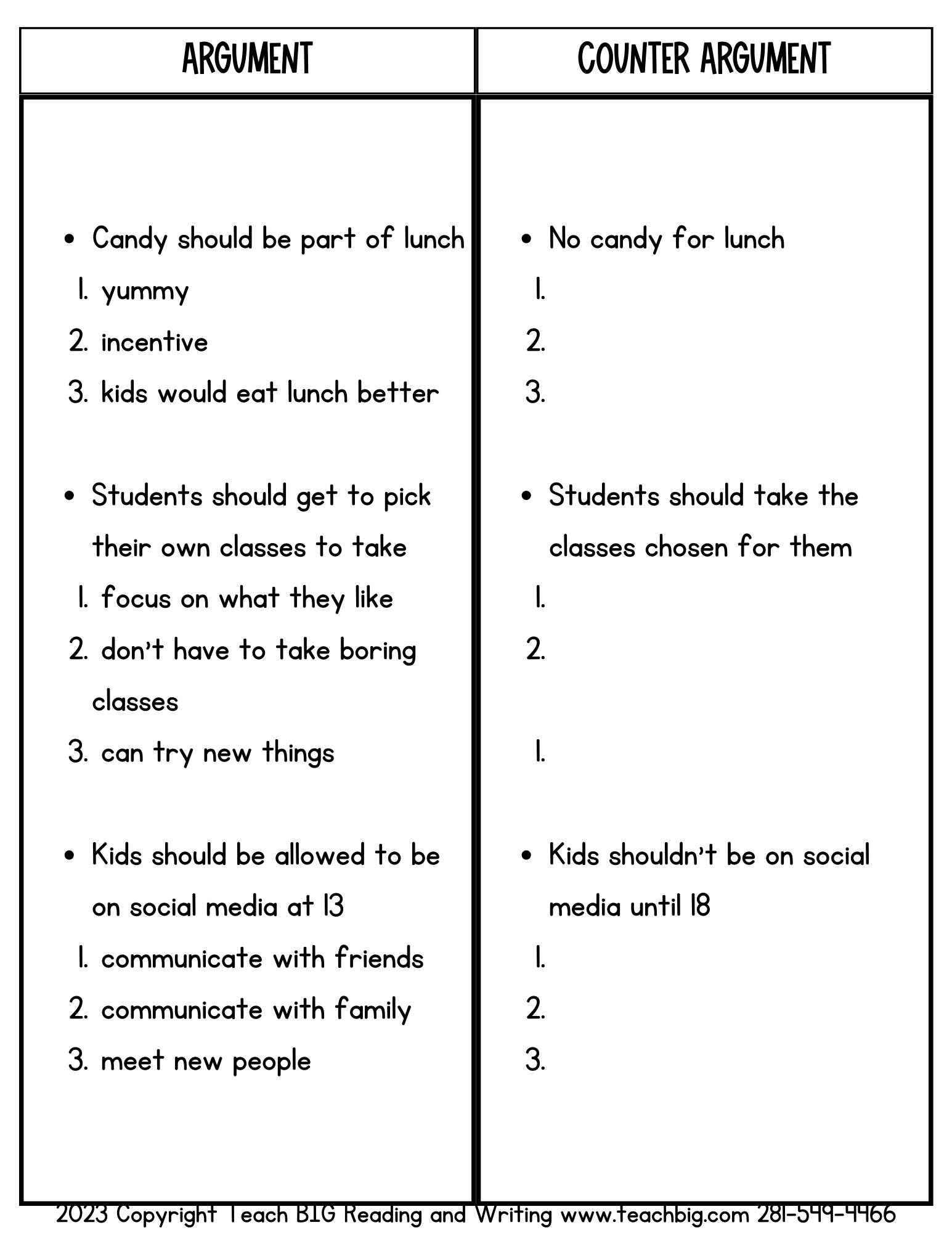 Counter Arguments - This Resource Is Great For Grades 7-8.