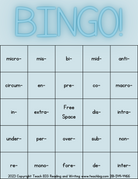 Prefix Bingo - This Resource Is Great For Grades 2-3.