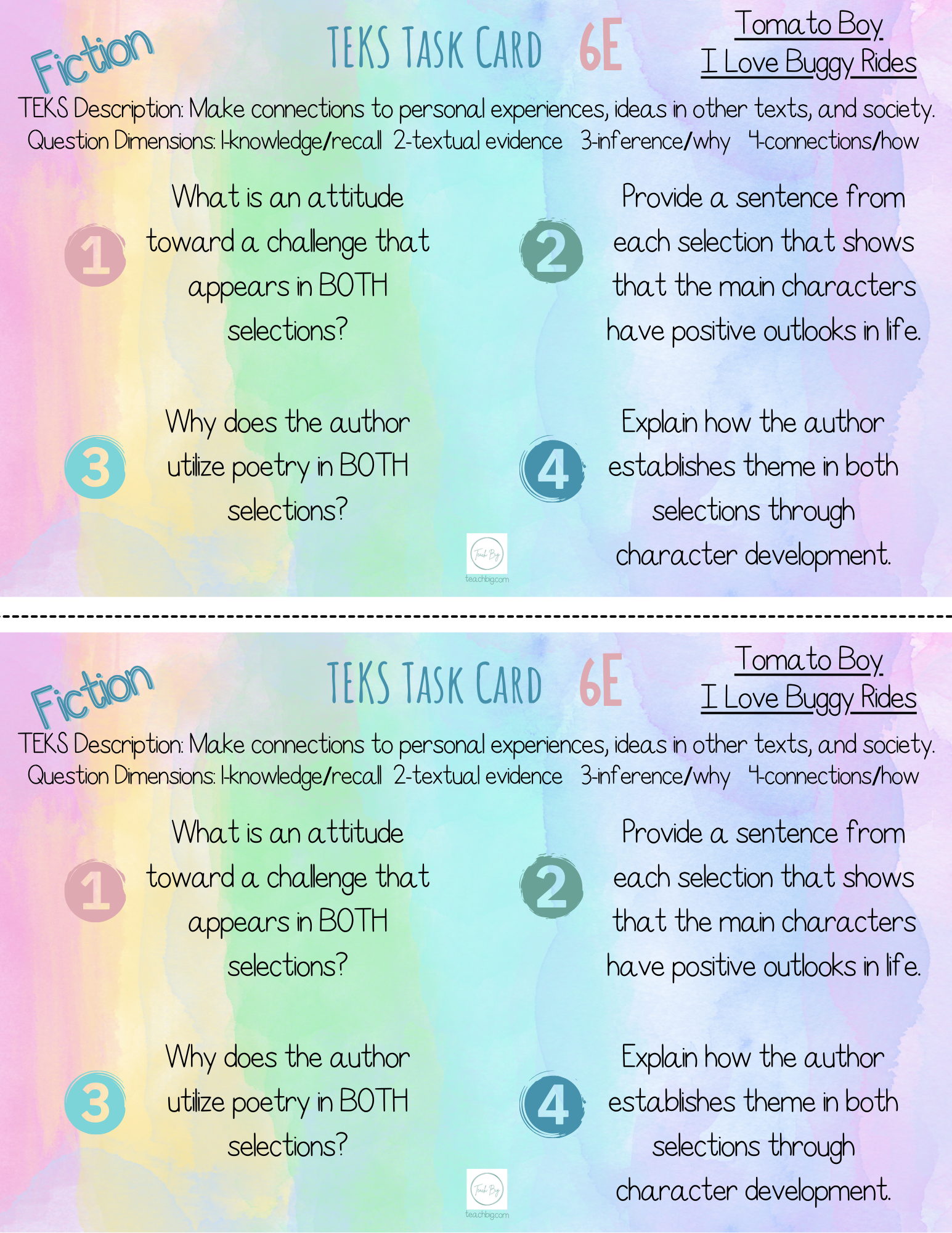 Teks 10A Task Cards:  Sample Set