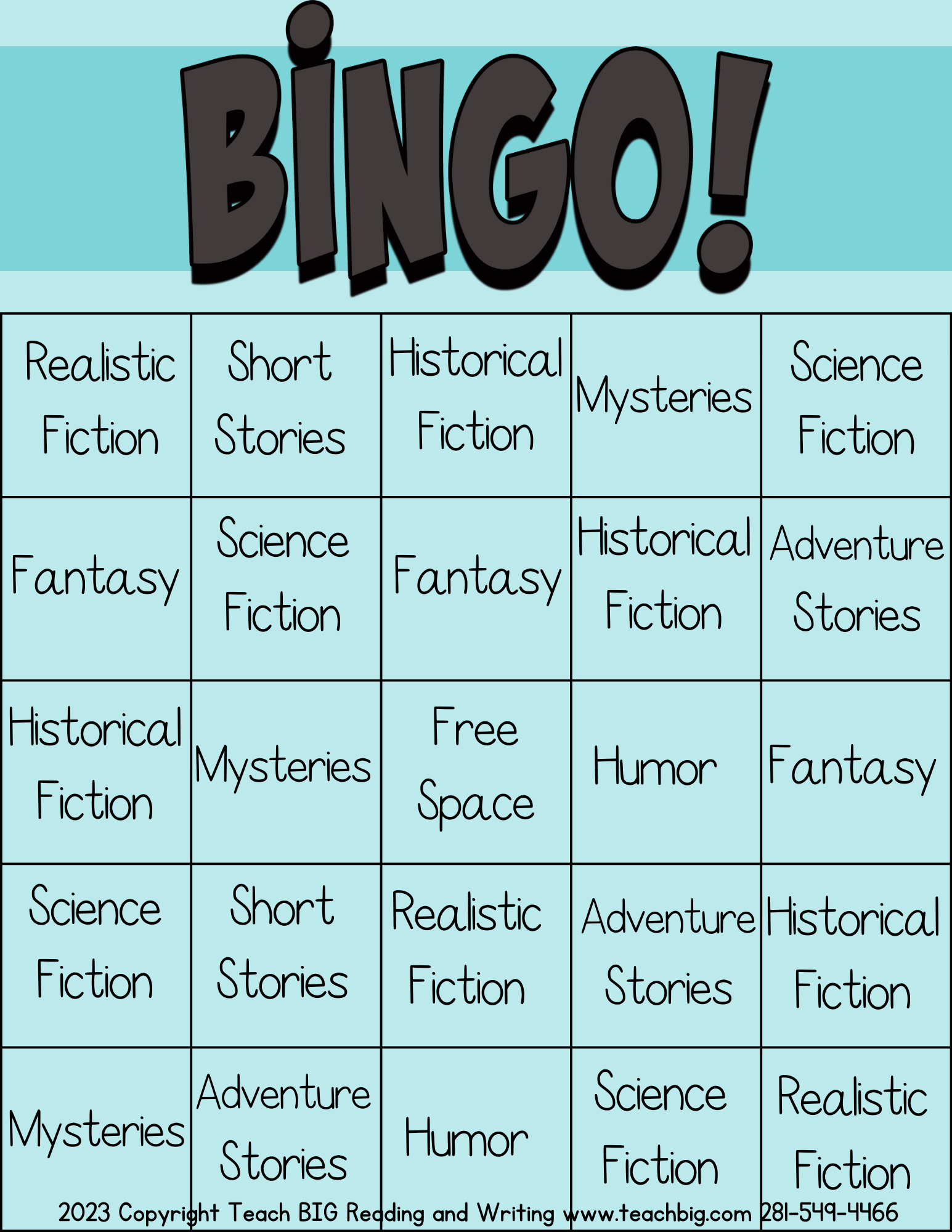 Genres Bingo - This Resource Is Great For Grades 7-8.