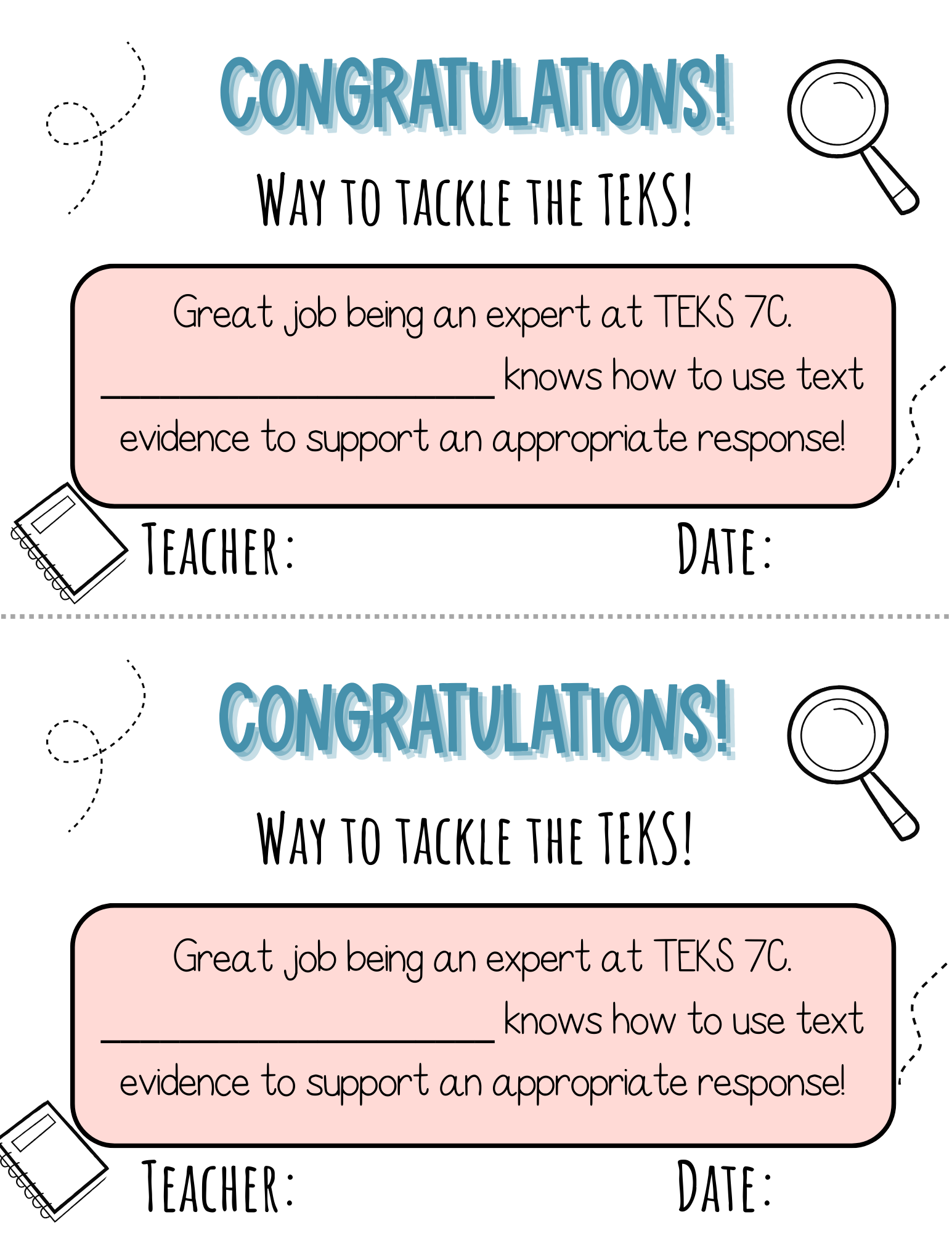 Way To Tackle The Teks! Certificate - Teks 7A 7F | This Certificate Isn’t Just A Paper; It