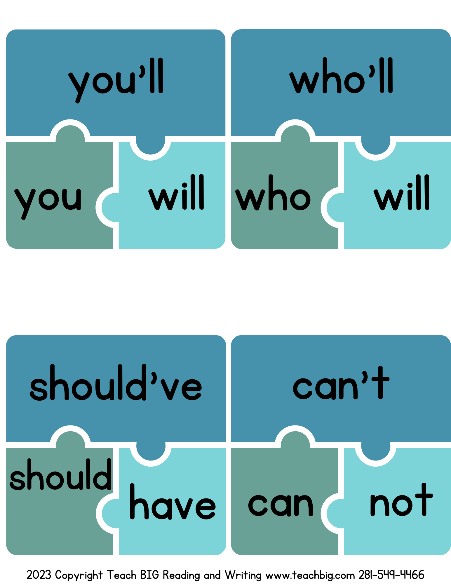 Contraction Puzzles Activity - This Resource Is Great For Grades 2-3.