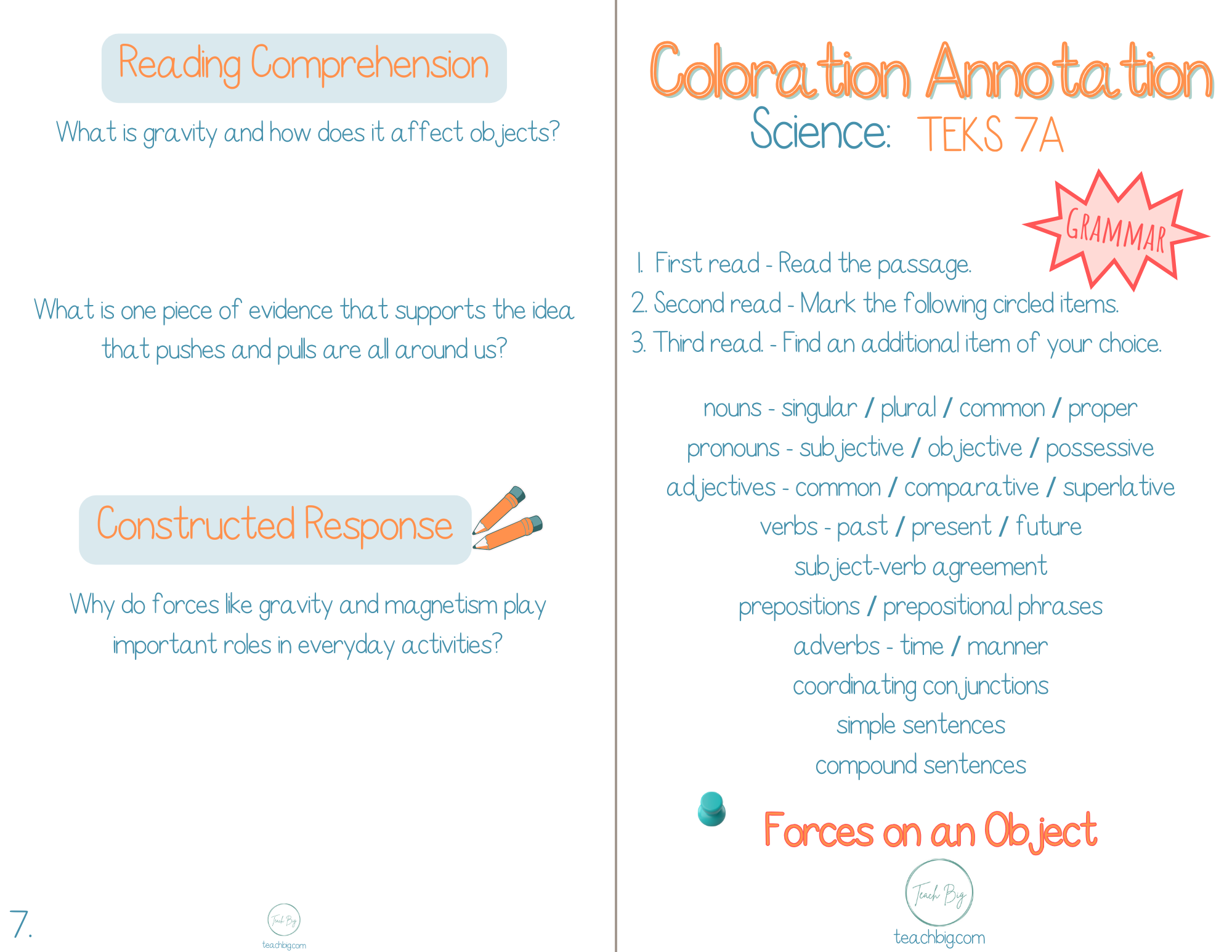 3Rd Grade Coloration Annotation: Science - Grammar