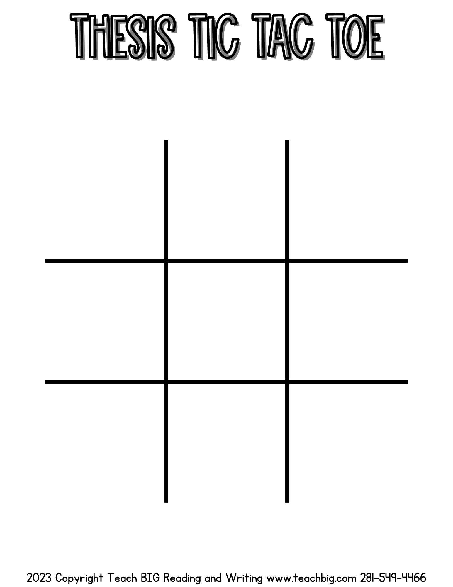 Thesis Tic Tac Toe - This Resource Is Great For Grades 4-6.