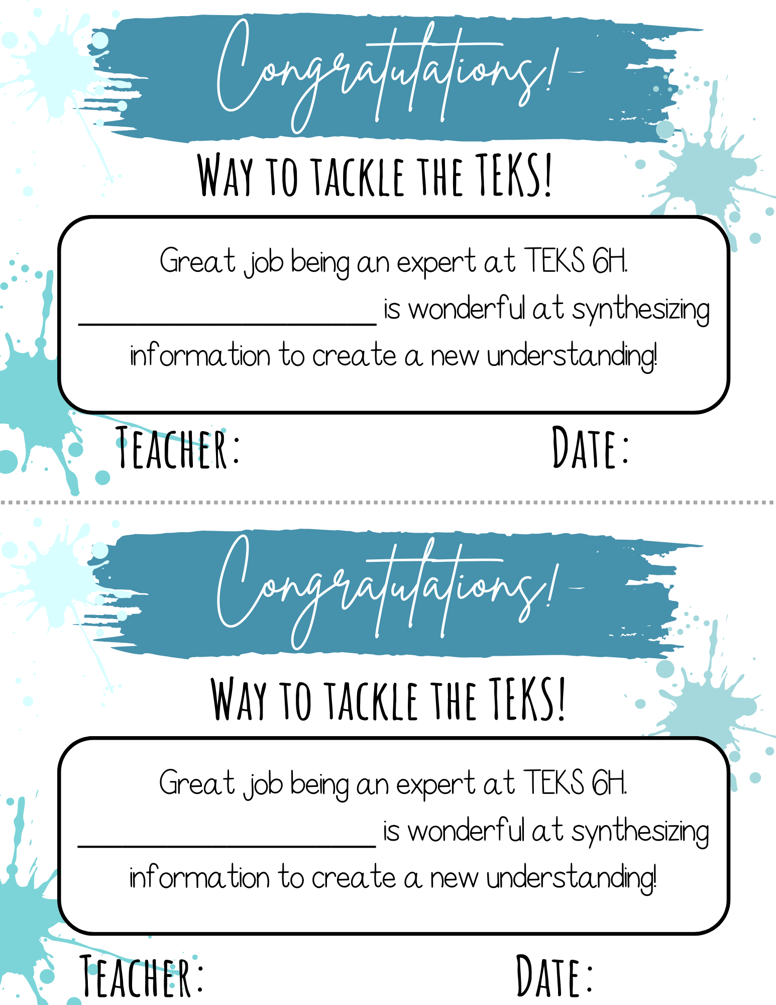 Way To Tackle The Teks! Certificate - Teks 6A 6I | This Certificate Isn’t Just A Paper; It