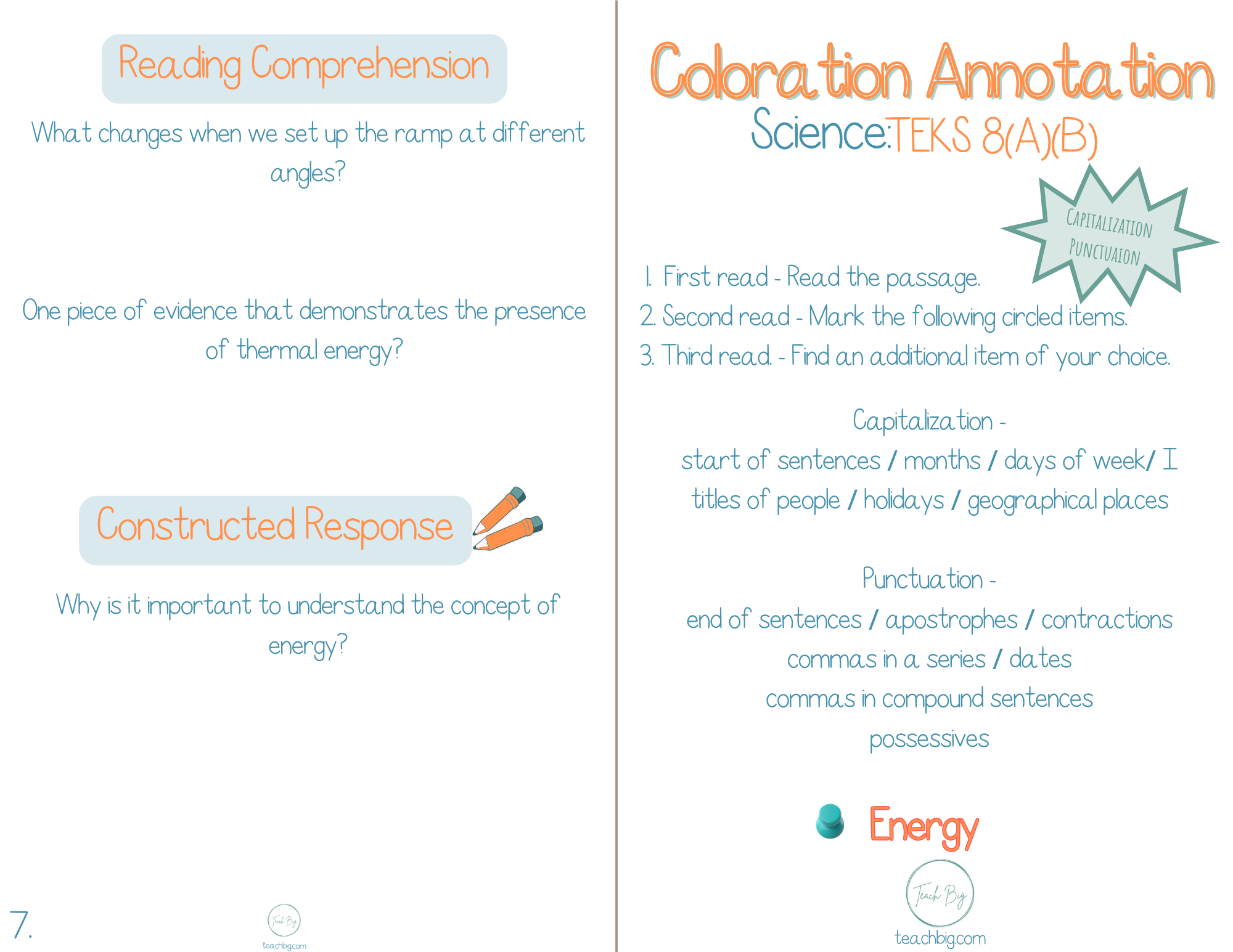 3Rd Grade Coloration Annotation: Science - Capitalization & Punctuation