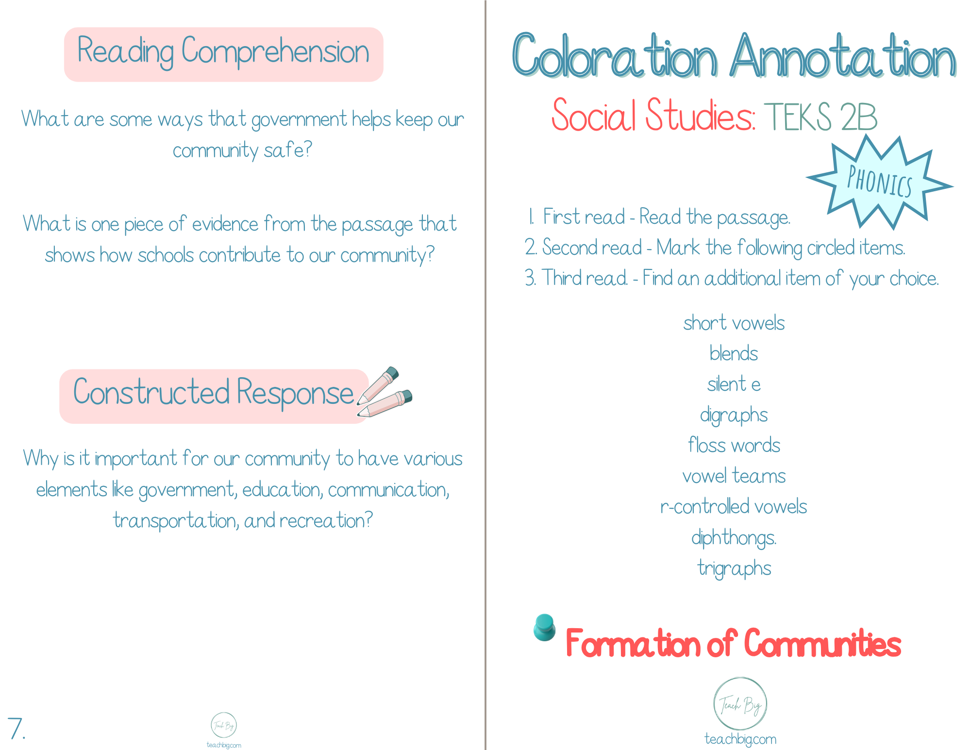 3Rd Grade Coloration Annotation: Social Studies - Phonics