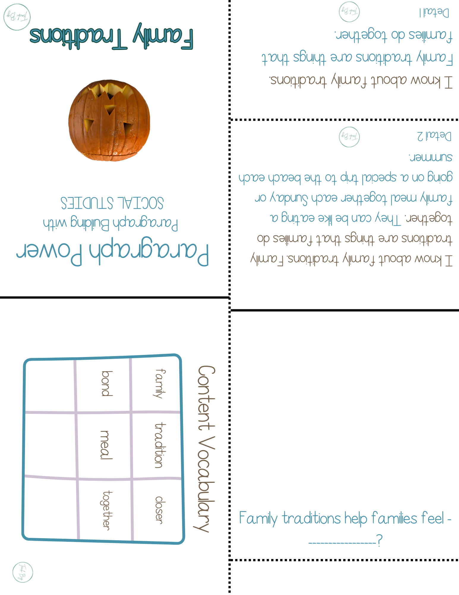 Paragraph Power - Social Studies Family Traditions | Whether It Is A Small Group Paired Student