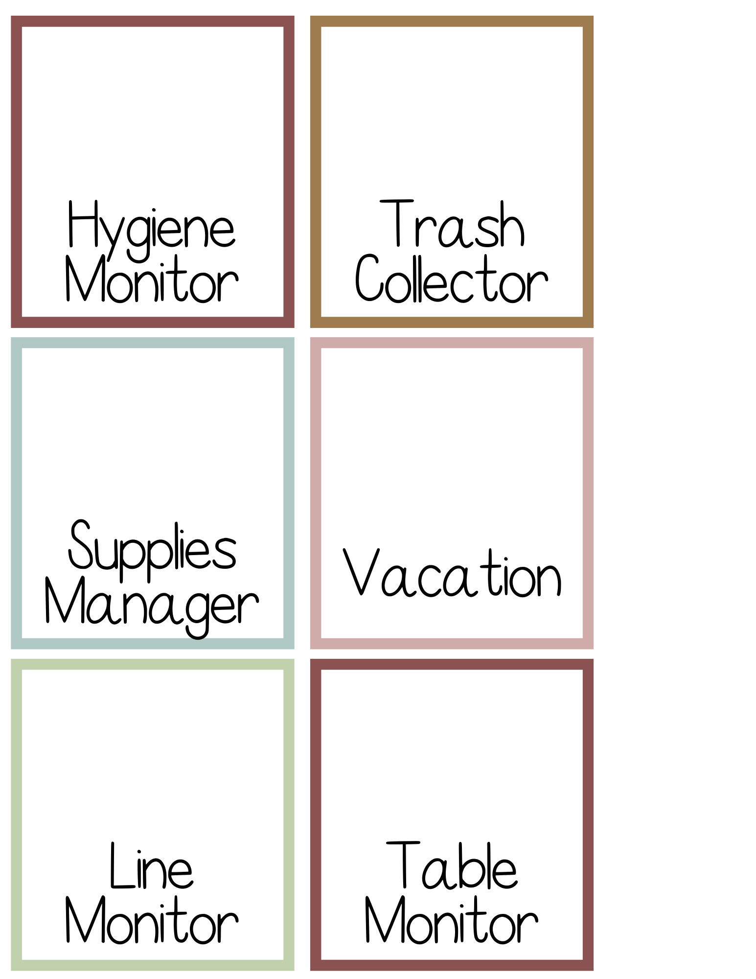 Jobs Chart | Buffalo Nickel Ranch Theme