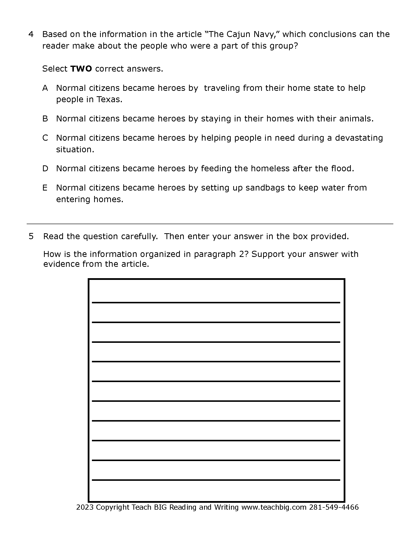 Passage Practice: Set 7 - 4Th Grade