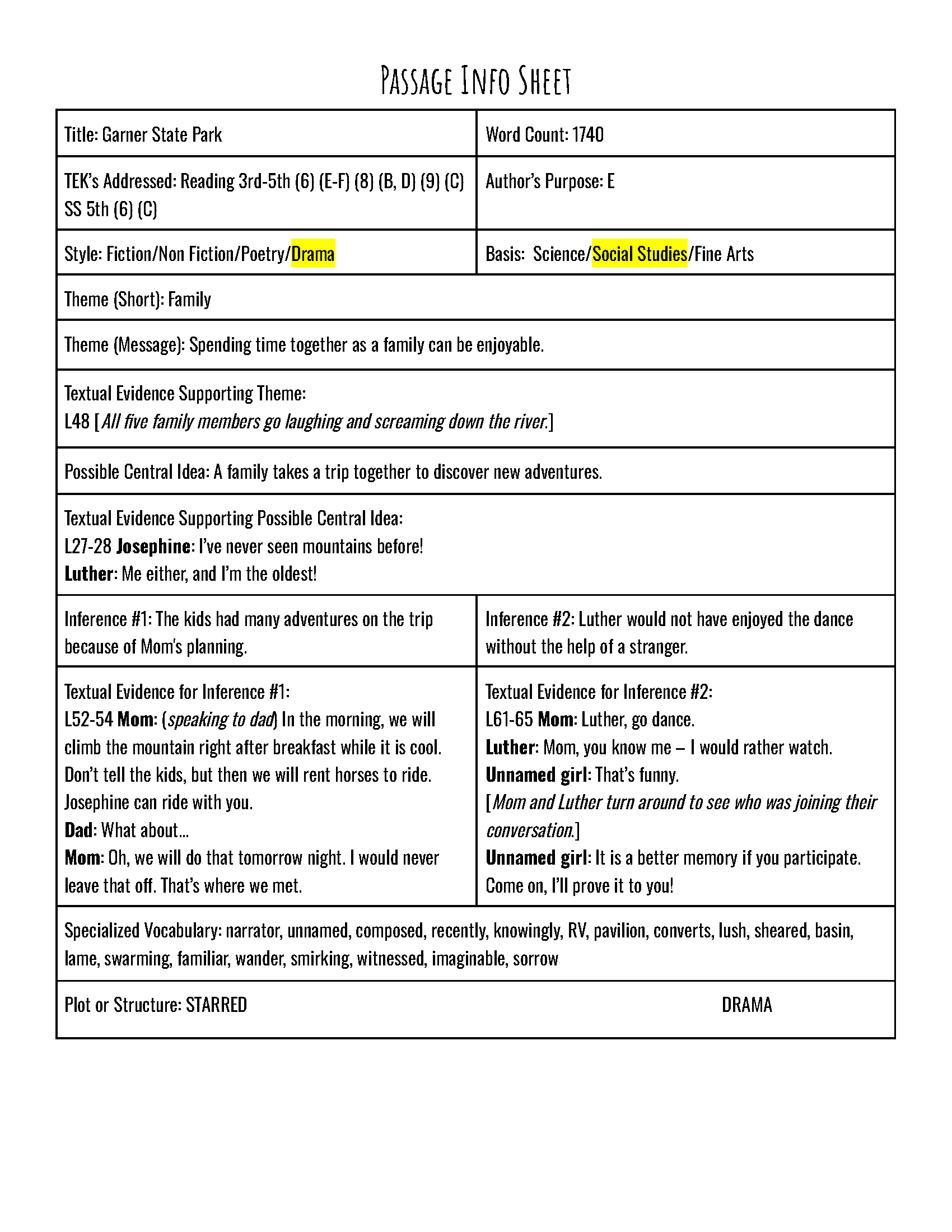 Passage Practice: Set 7 - 4Th Grade | Spanish