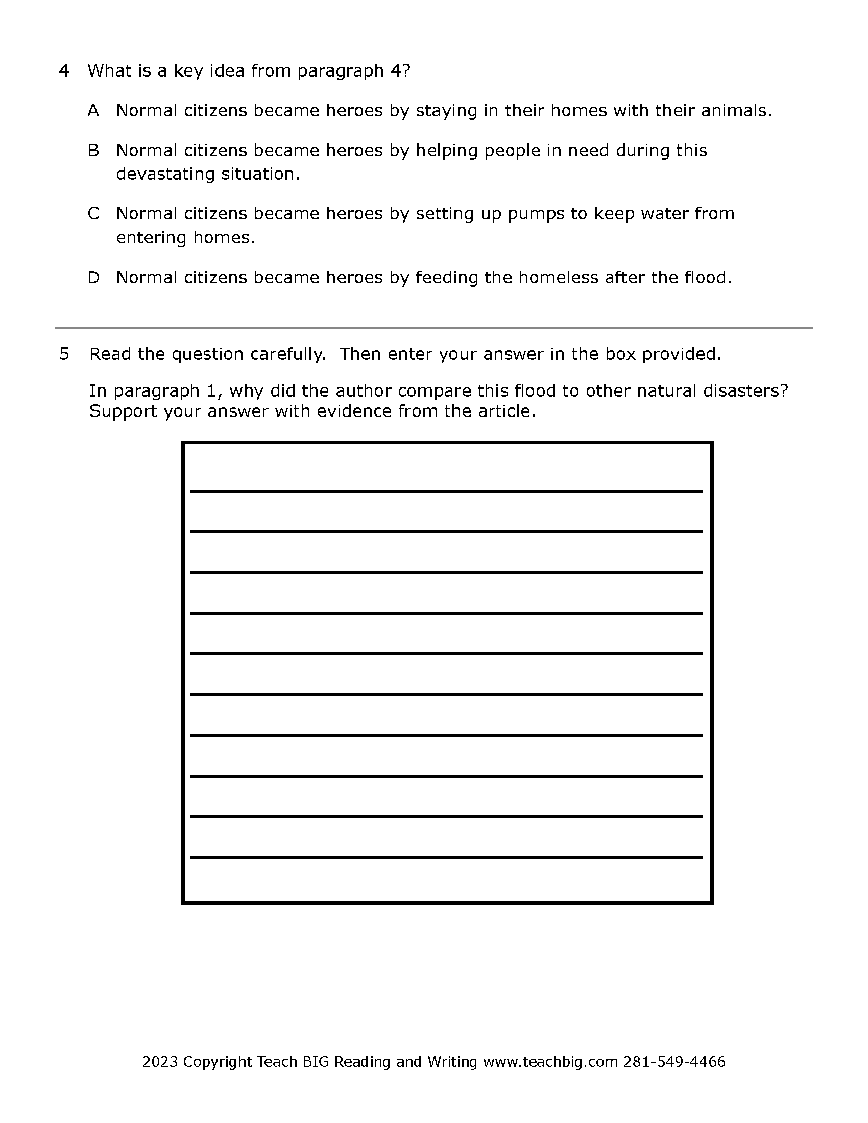 Passage Practice: Set 7 - Grade 5