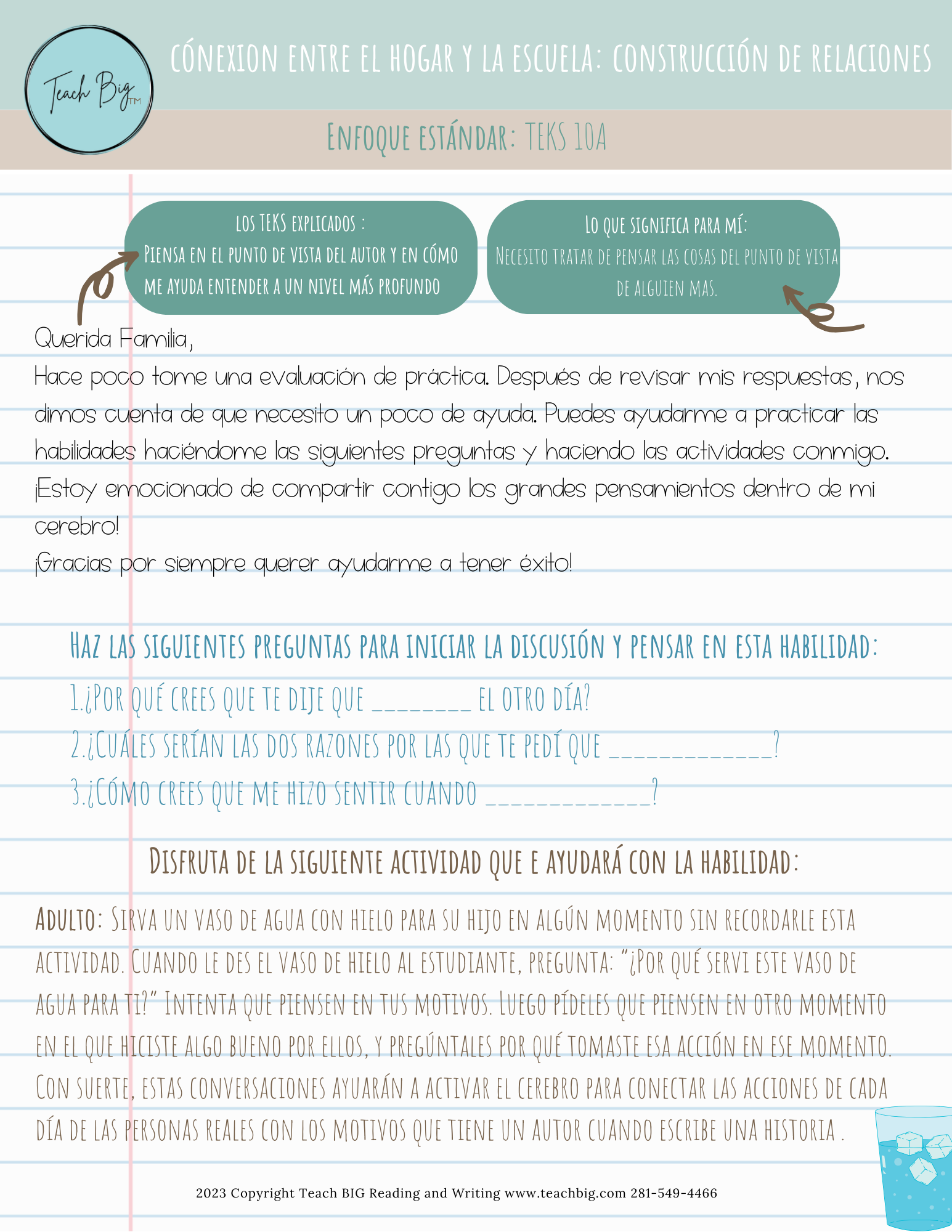 Home To School - Teks 10A | Spanish This Teks-Specific Letter Can Be Used Based On Data You Have