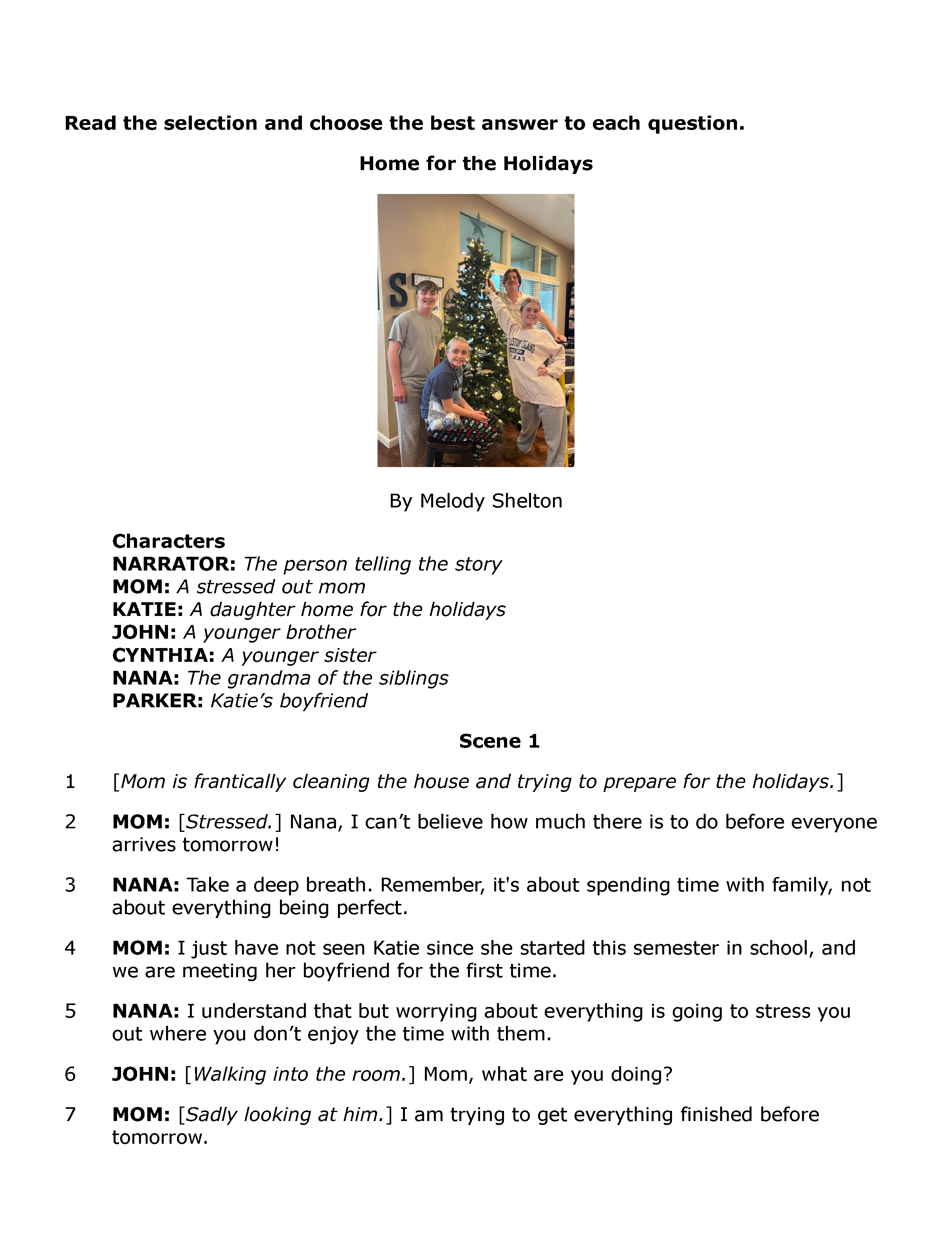 Practice Passage: Drama – 3Rd Grade Home For The Holidays