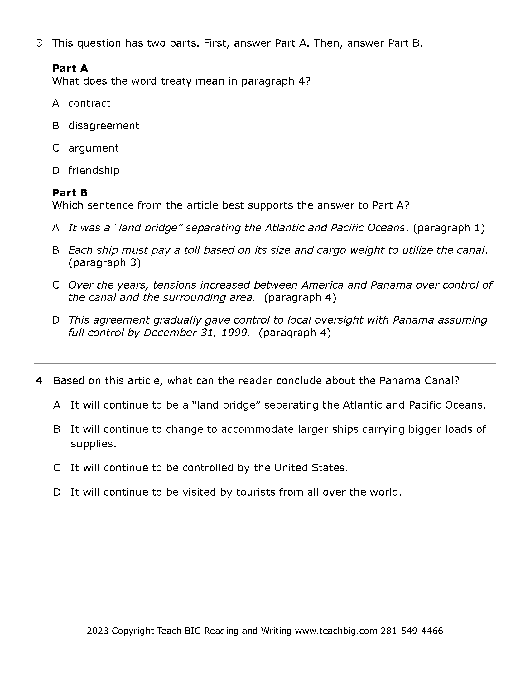 Passage Practice: Nonfiction - 4Th Grade History Of The Panama Canal