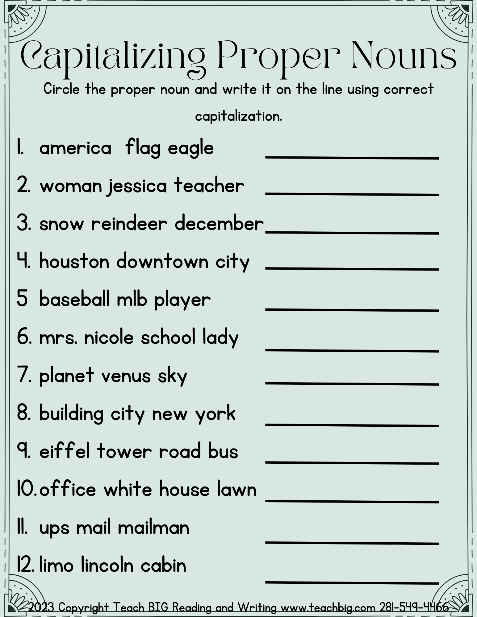 Capitalizing Proper Nouns - This Resource Is Great For Grades 4-6.