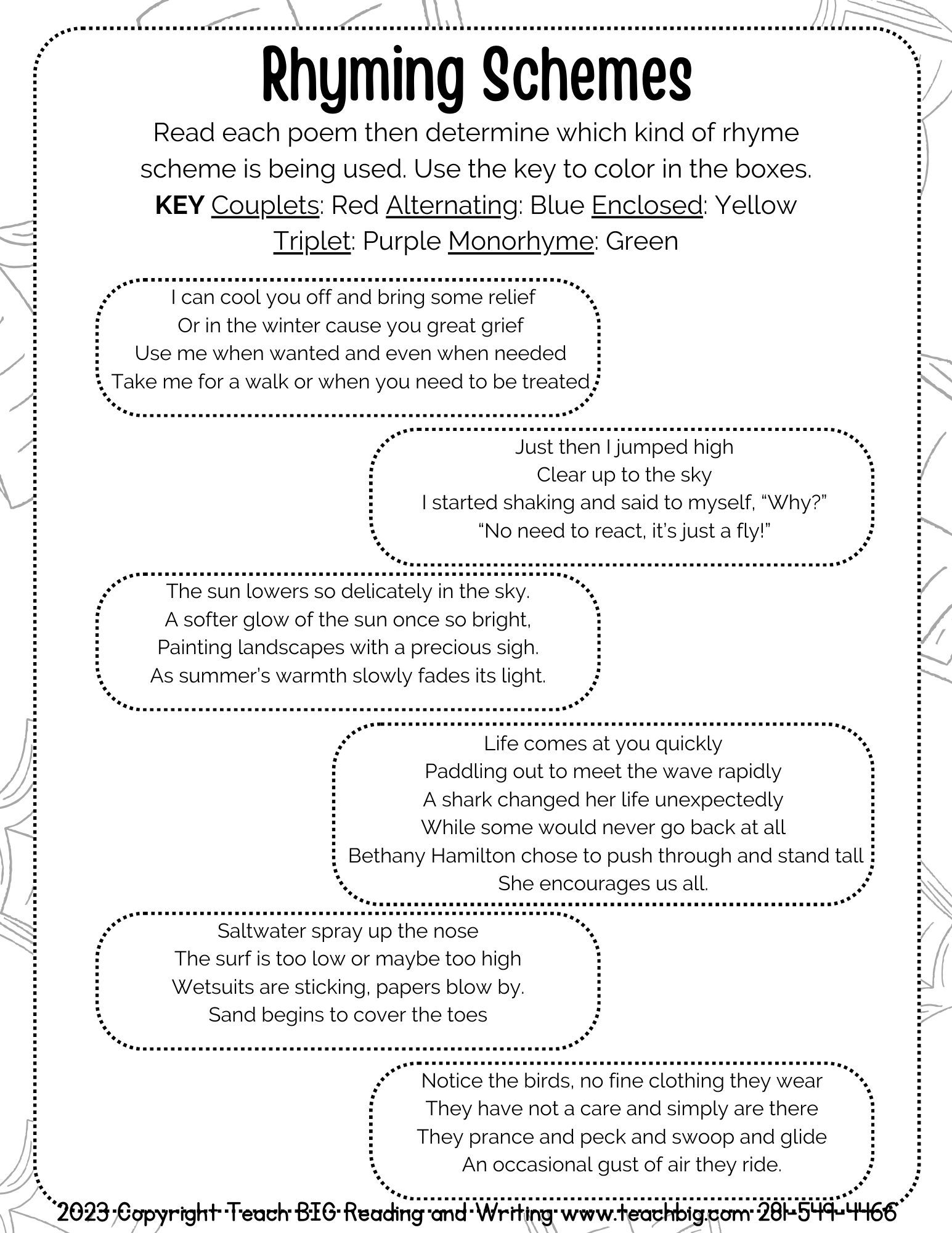 Rhyme Schemes - This Resource Is Great For Grades 2-3.