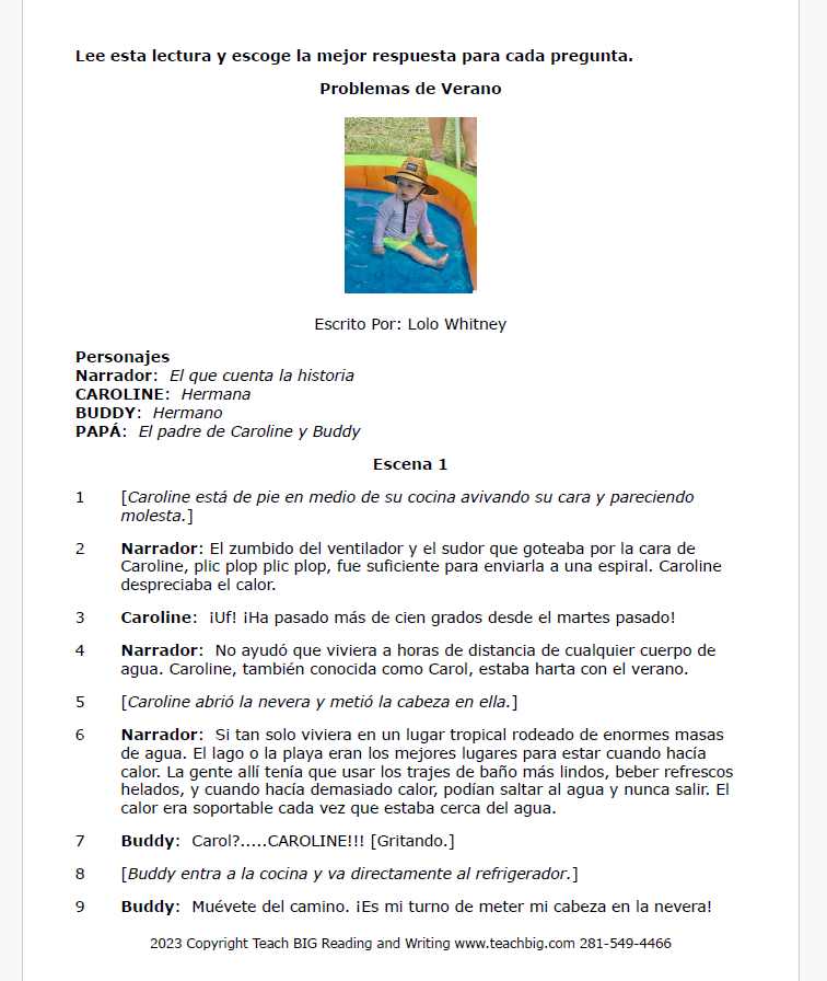 Practice Passage: Set 1 - 4Th Grade | Spanish