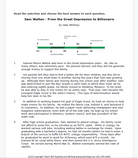 Practice Passage:  Nonfiction 5Th Grade Sam Walton - From The Great Depression To Billionaire