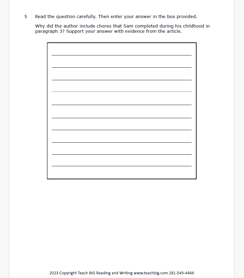 Practice Passage - Set 1- 3Rd Grade