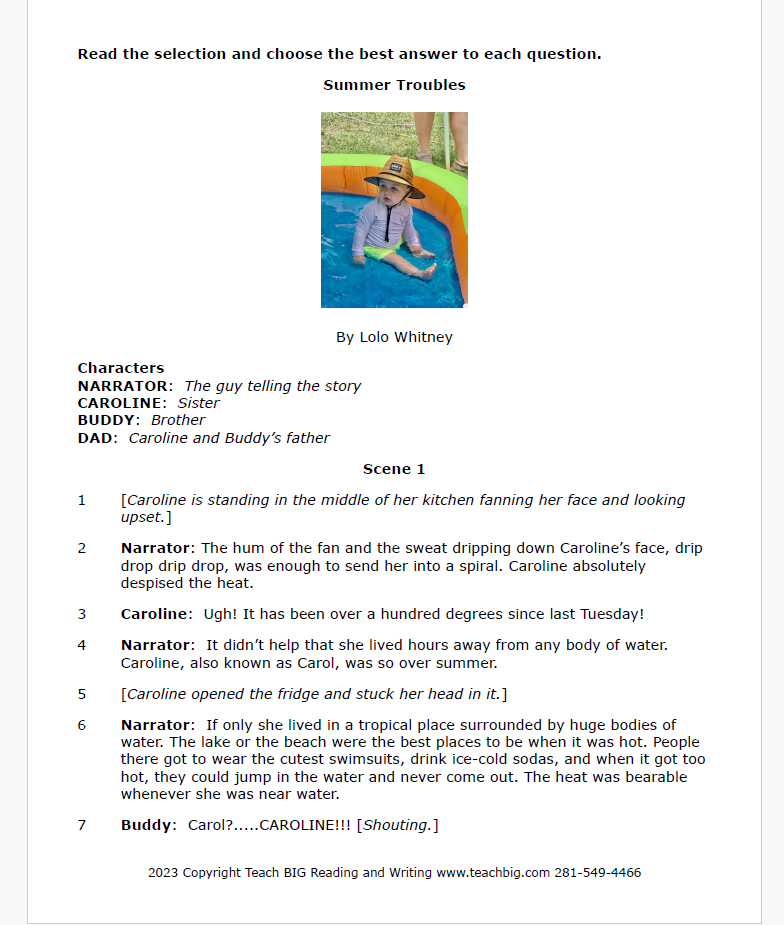 Practice Passage - Set 1- 3Rd Grade