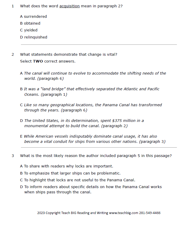 Practice Passage:  Set 1- 7Th Grade Bundled