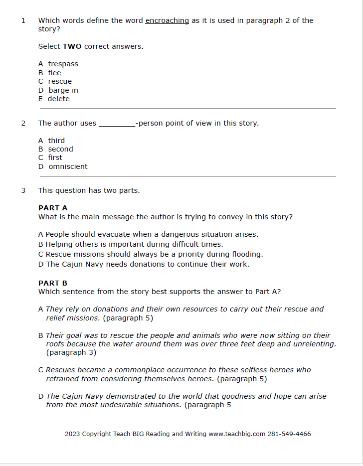 Practice Passage: Set 1 8Th Grade Bundled