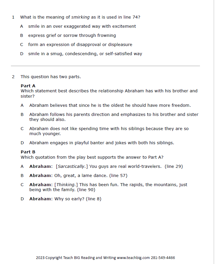 Practice Passage:  Bundle 10Th Grade