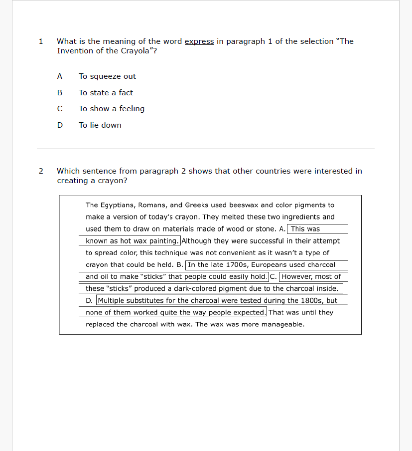 Practice Passage: Set 2 - 3Rd Grade