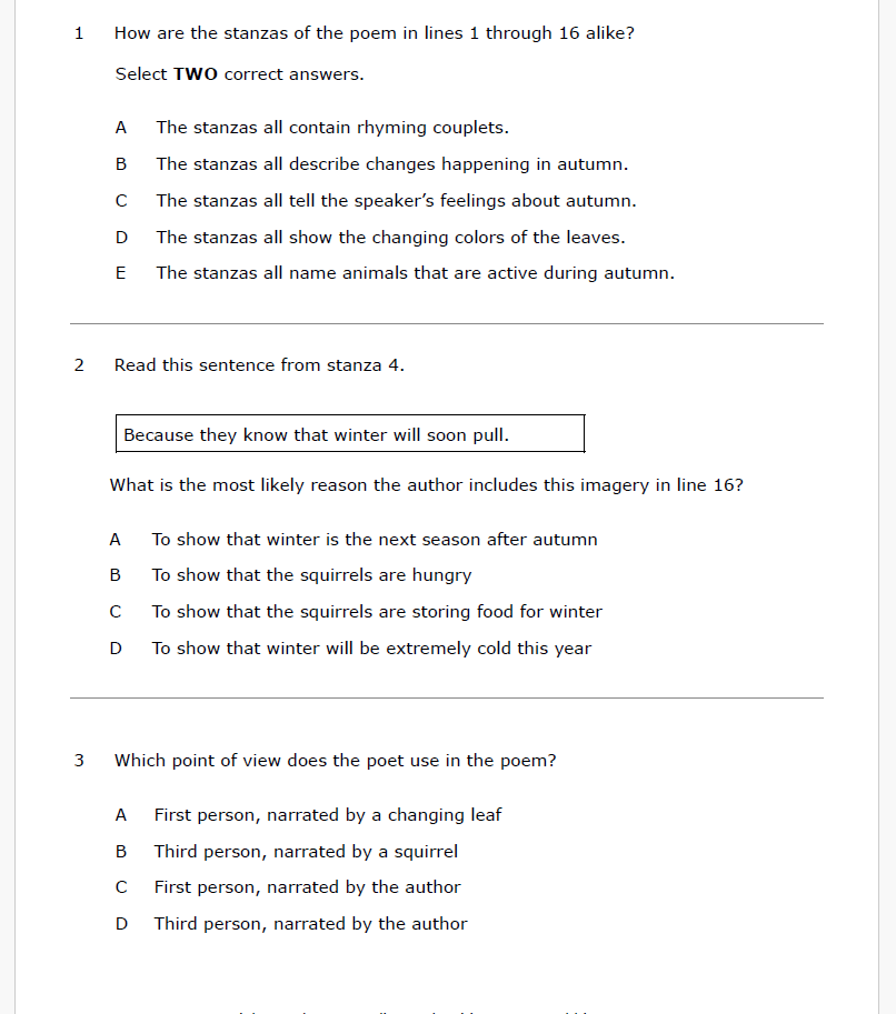 Practice Passage: Poetry – 3Rd Grade Autumn’s Poem