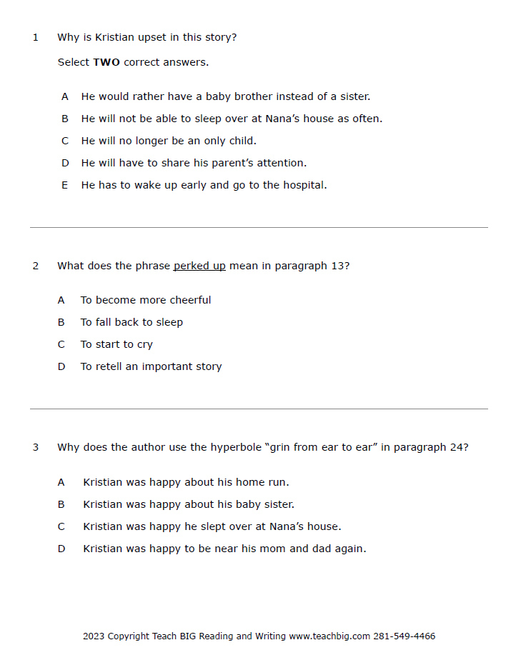 Practice Passage: Set 1 - 3Rd Grade