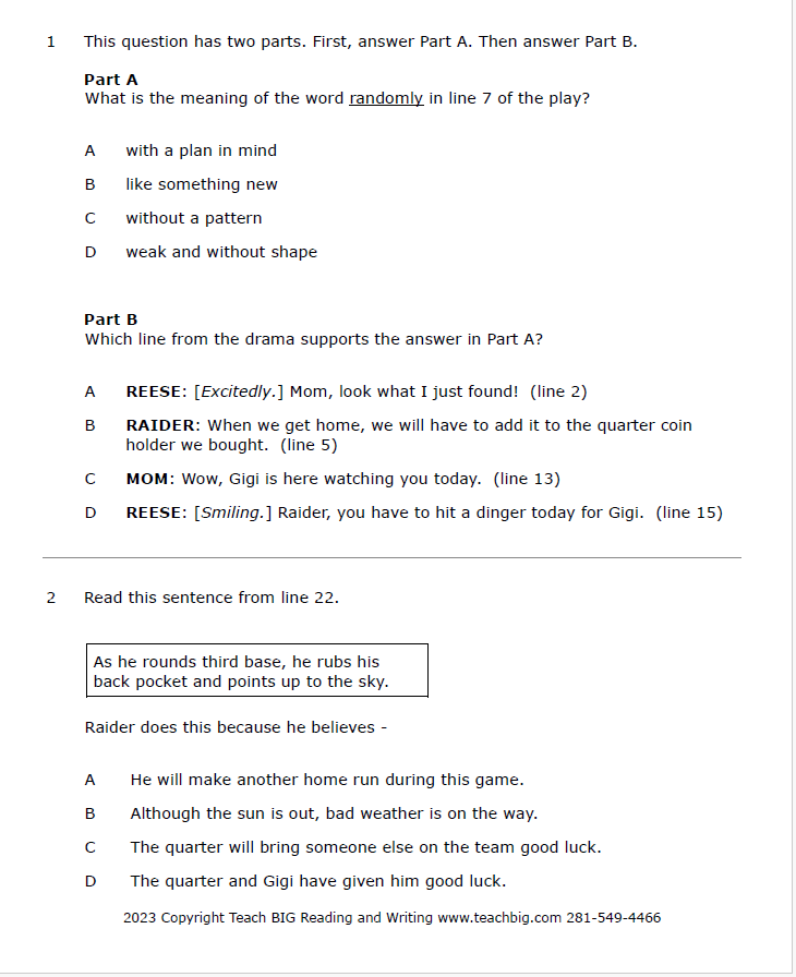 Practice Passage: Set 1 - 3Rd Grade