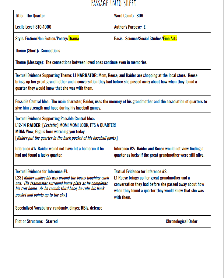 Practice Passage: Set 3 - 4Th Grade-Spanish