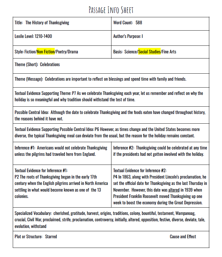 Practice Passage: Set 3- 5Th Grade-Spanish