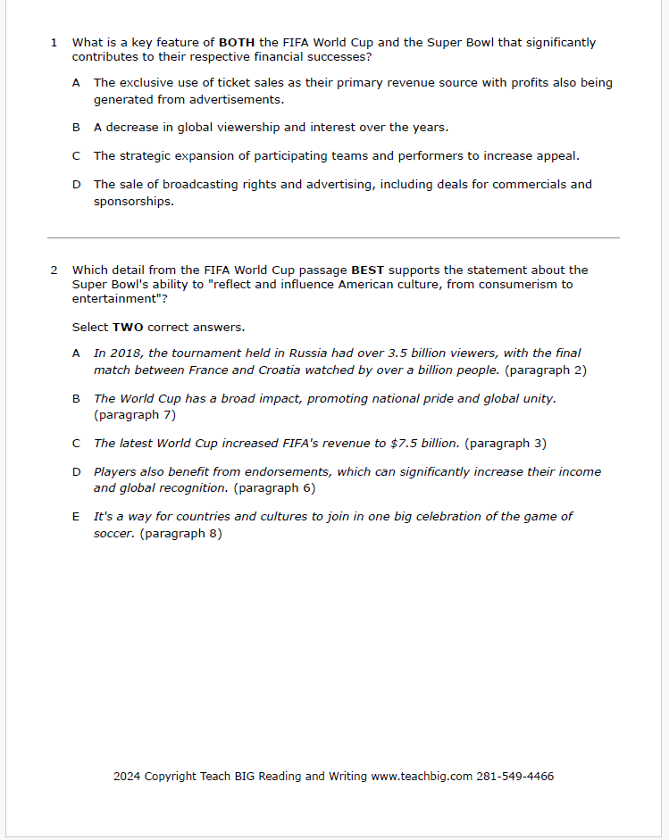 Paired Passages: Set 1 - 6Th 8Th Grade