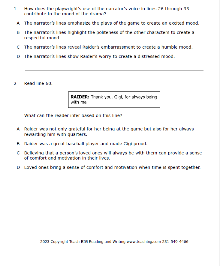 Practice Passage: Set 3 - 6Th Grade