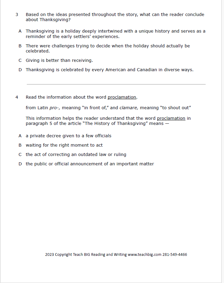 Practice Passage: Set 3 - 6Th Grade