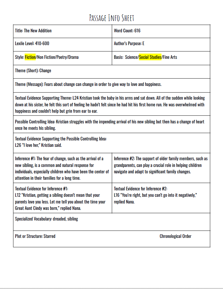 Practice Passage: Set 3 - 8Th Grade