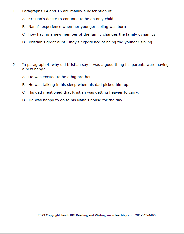 Practice Passage: Set 3 - 8Th Grade