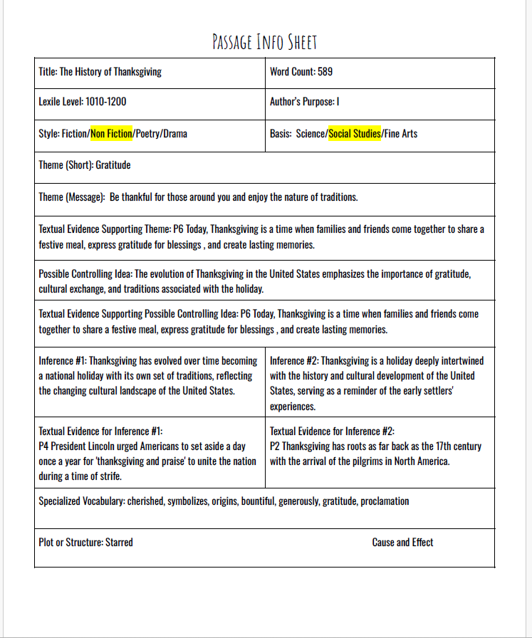 Practice Passage: Set 3 - 8Th Grade