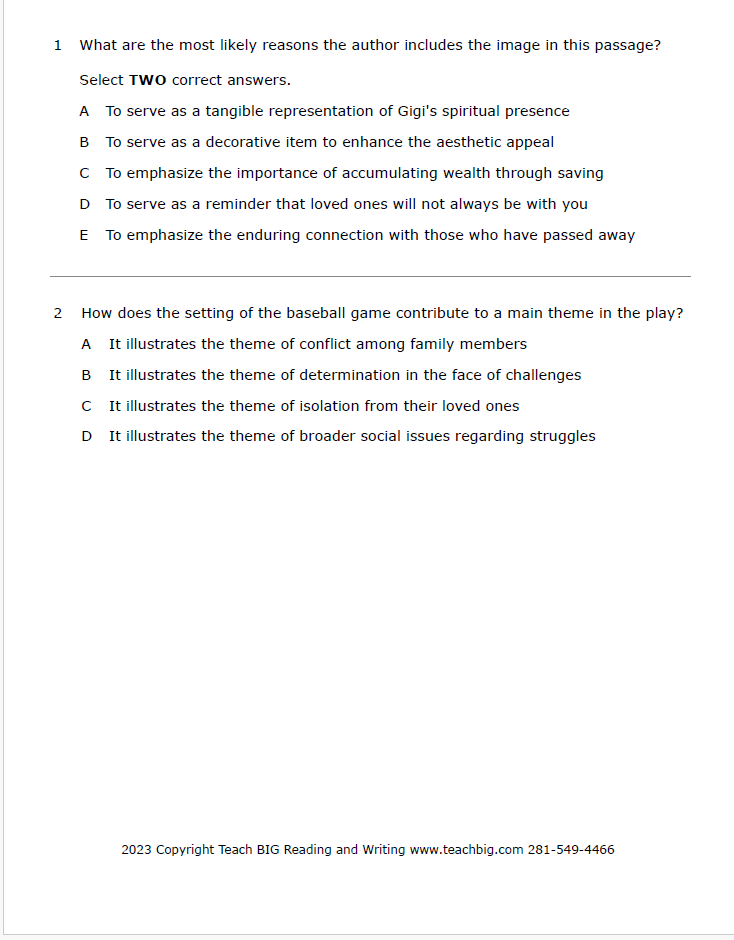 Practice Passage: Set 3- 9Th Grade