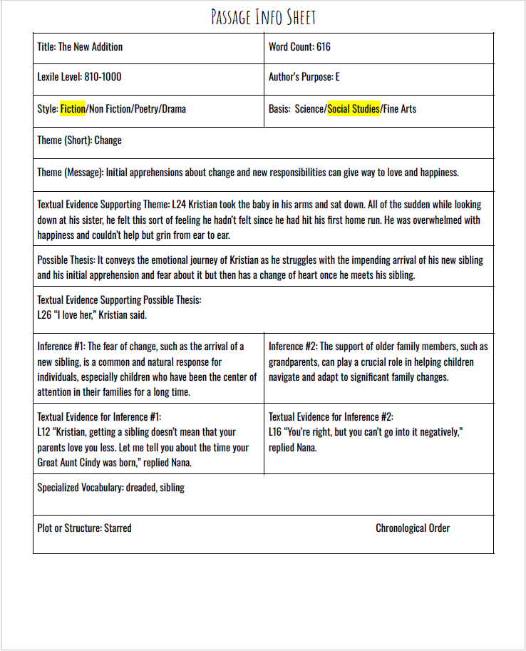 Practice Passage: Set 3- 9Th Grade