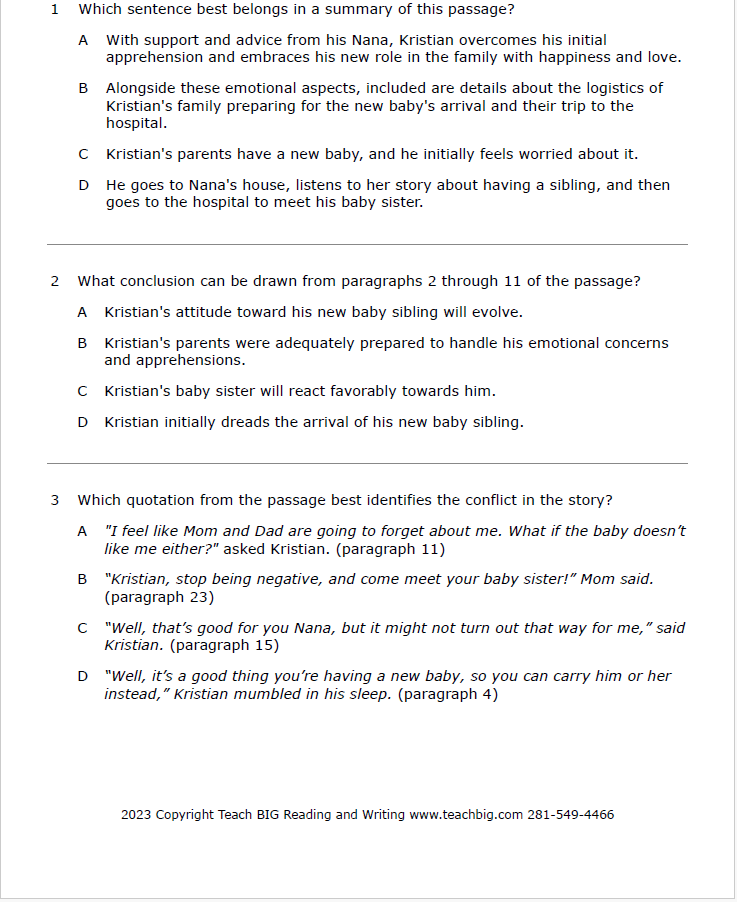 Practice Passage: Set 3- 9Th Grade