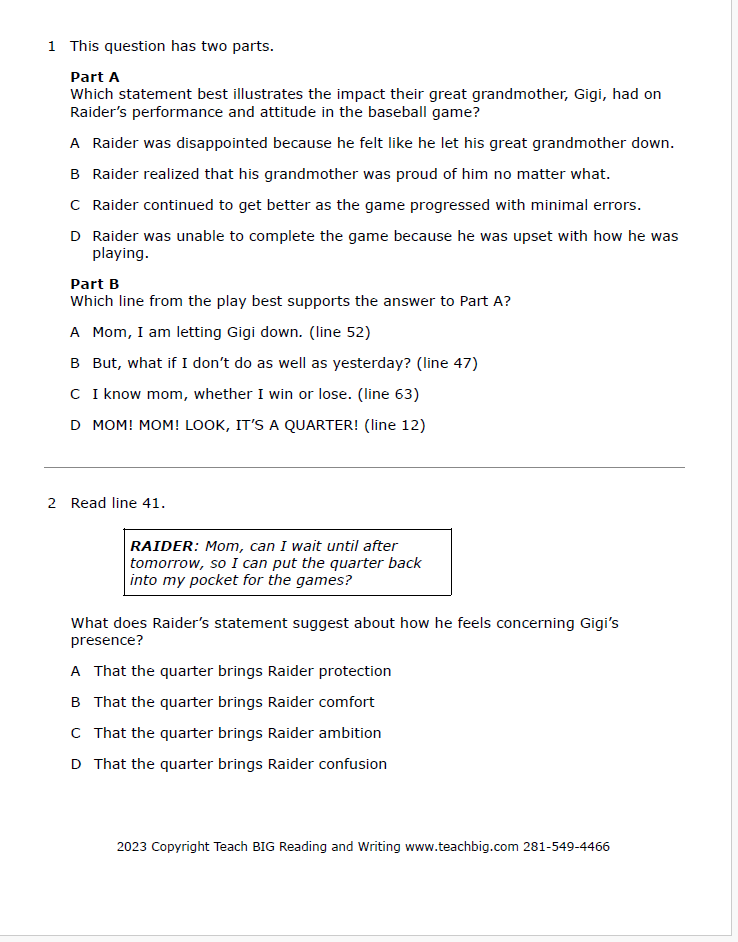 Practice Passage: Set 3- 10Th Grade