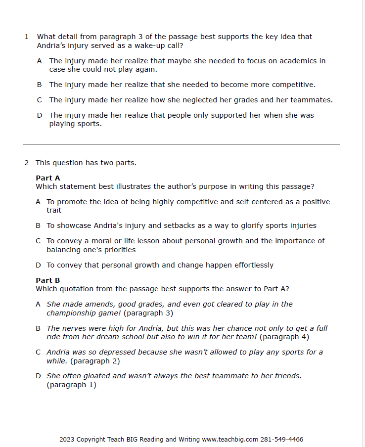 Practice Passage: Set 3- 10Th Grade