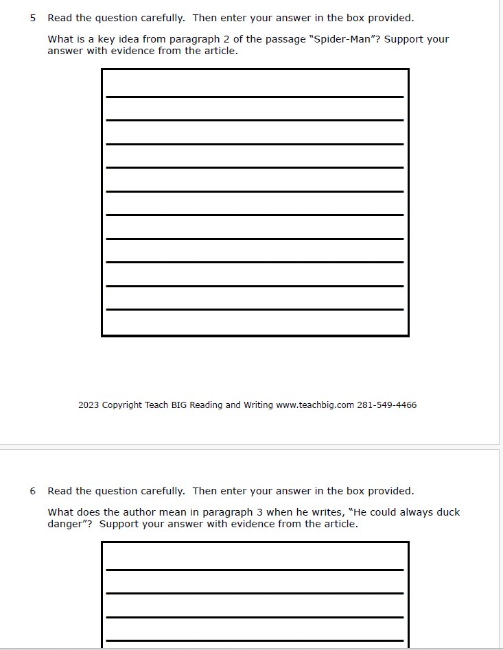 Practice Passage: Non Fiction – 3Rd Grade Spider Man