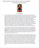 Practice Passage: Non Fiction-3Rd Grade-The Evolution Of Wonder Women