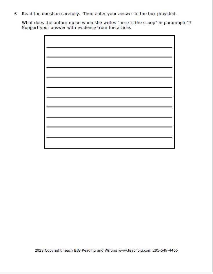 Practice Passage: Set 5 - 3Rd Grade