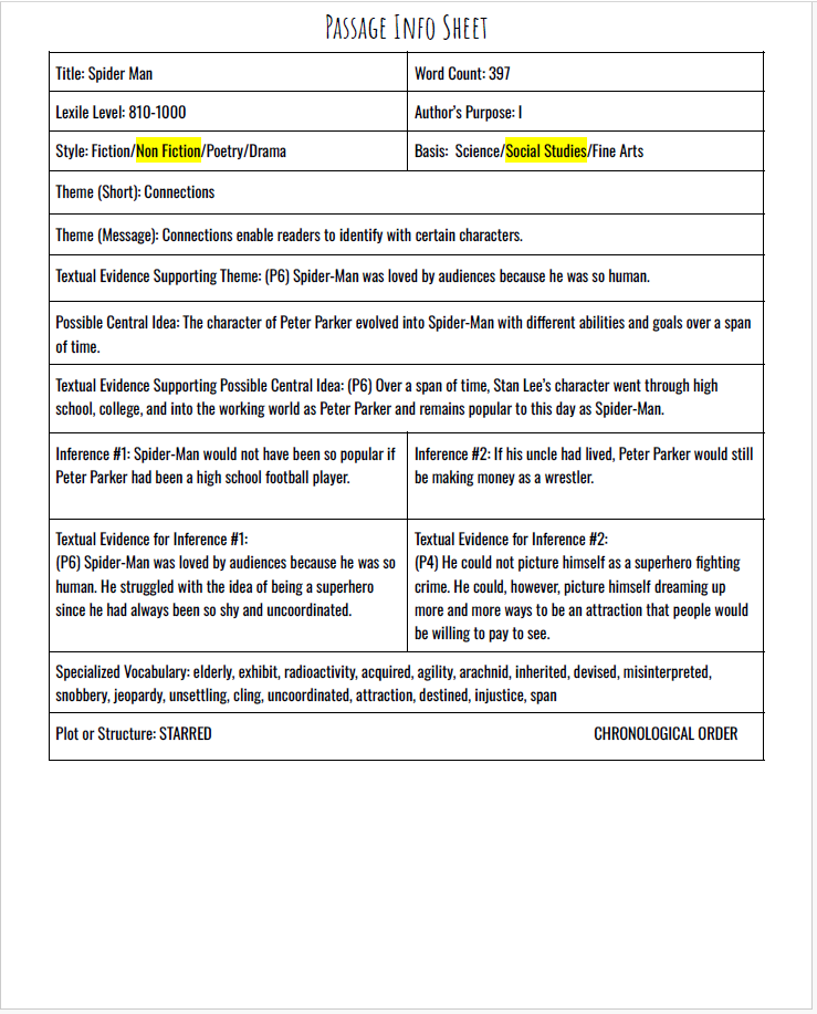 Practice Passage: Set 5 - 3Rd Grade