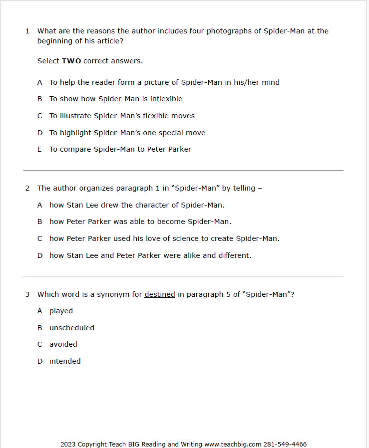 Practice Passage: Set 5 - 3Rd Grade